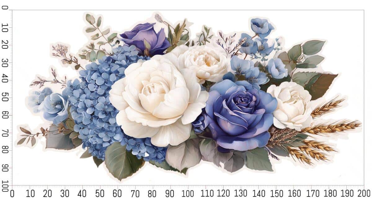 Naklejka na ścianę- Bukiet Kwiatów- Hortensje i Róże w stylu boho T82467 - zdjęcie 7