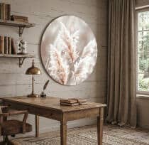 Okrągły Obraz Boho – Trawa Pampasowa | Beżowa dekoracja ścienna do salonu i sypialni 82415 - miniaturka 3