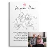 Prezent na 40 Rocznicę Ślubu, Jubileusz – Personalizowany Obraz Line Art | Rubinowe Gody 82462-40 - miniaturka 1
