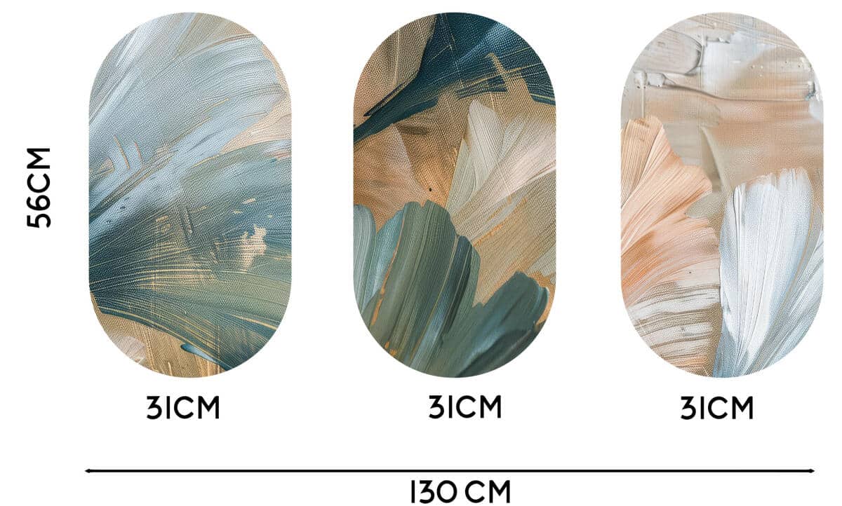 Nowoczesny Tryptyk Elipsy w kolorach ziemi | Organiczne kształty Abstrakcja 42240 - zdjęcie 2