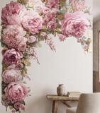 Elegancka Naklejka ścienna - Różowe Piwonie | Romantyczna Dekoracja do sypialni- girlanda T82466 - miniaturka 1