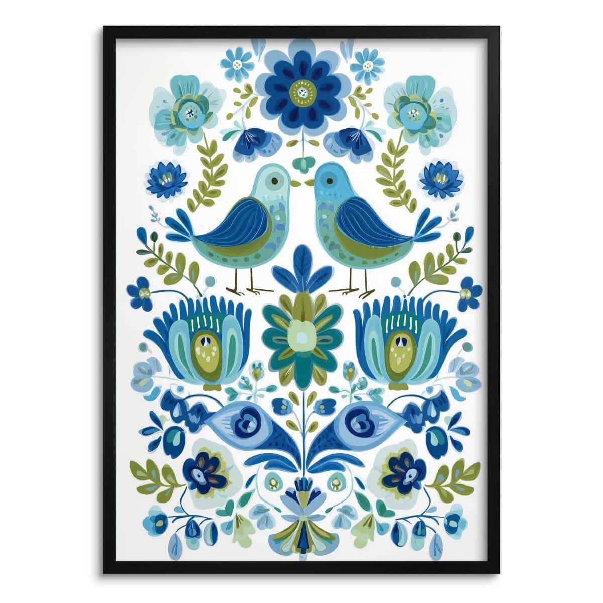 Obraz na ścianę Folklor, Plakat Ludowy- Sielski klimat, ptaki i kwiaty 82430