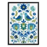 Obraz na ścianę Folklor, Plakat Ludowy- Sielski klimat, ptaki i kwiaty 82430 - miniaturka 1