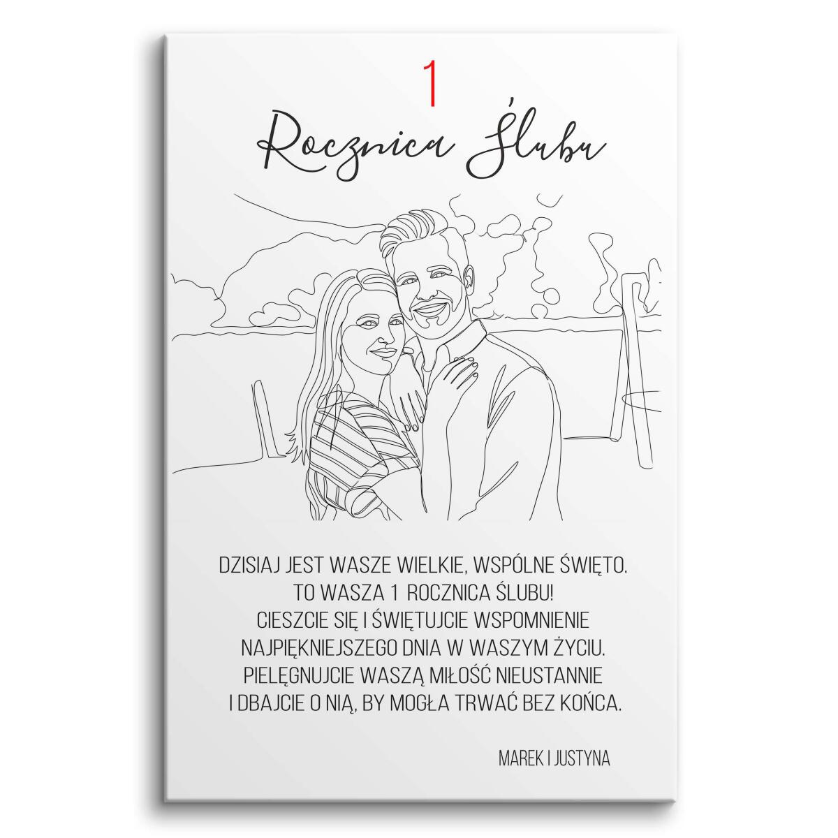 Prezent na Pierwszą Rocznicę Ślubu- Obraz ze zdjęcia, Portret w stylu Line Art 82462-1 - zdjęcie 3