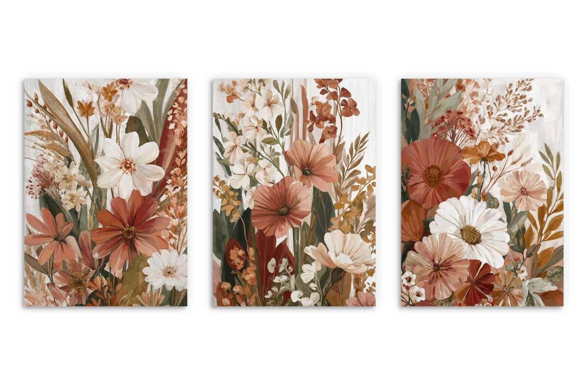 Tryptyk Kwiatowy Boho – Zestaw 3 Plakatów w Kolorach Ziemi 51150 - zdjęcie 5