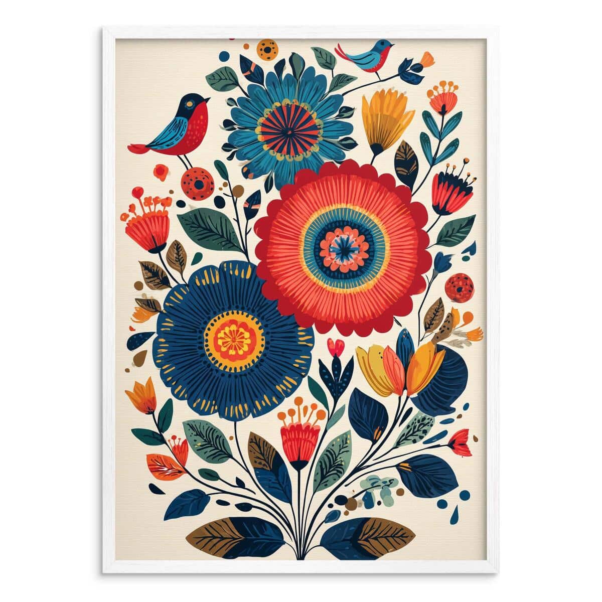 Plakat na ścianę Folklor - Kolorowe Łowickie Wzory i Ptaki 82429 - zdjęcie 6