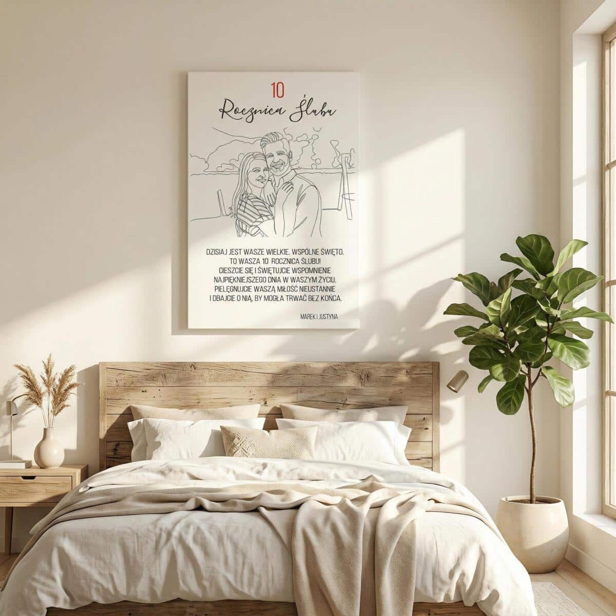 Prezent na 40 Rocznicę Ślubu, Jubileusz – Personalizowany Obraz Line Art | Rubinowe Gody 82462-40 - zdjęcie 4