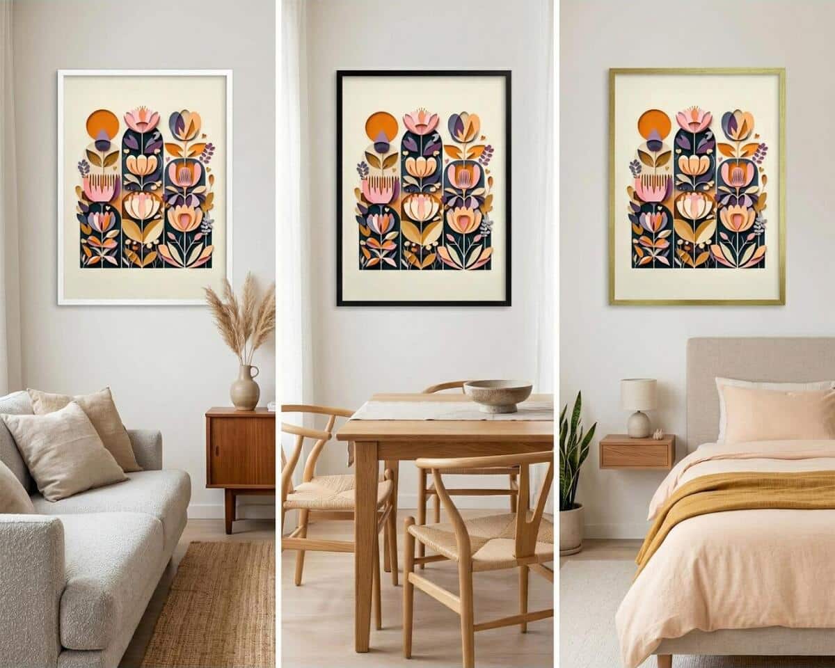 Plakat- Kolorowe Kwiaty | Obraz na ścianę w stylu Folk Art, sztuka ludowa 51151 - zdjęcie 5