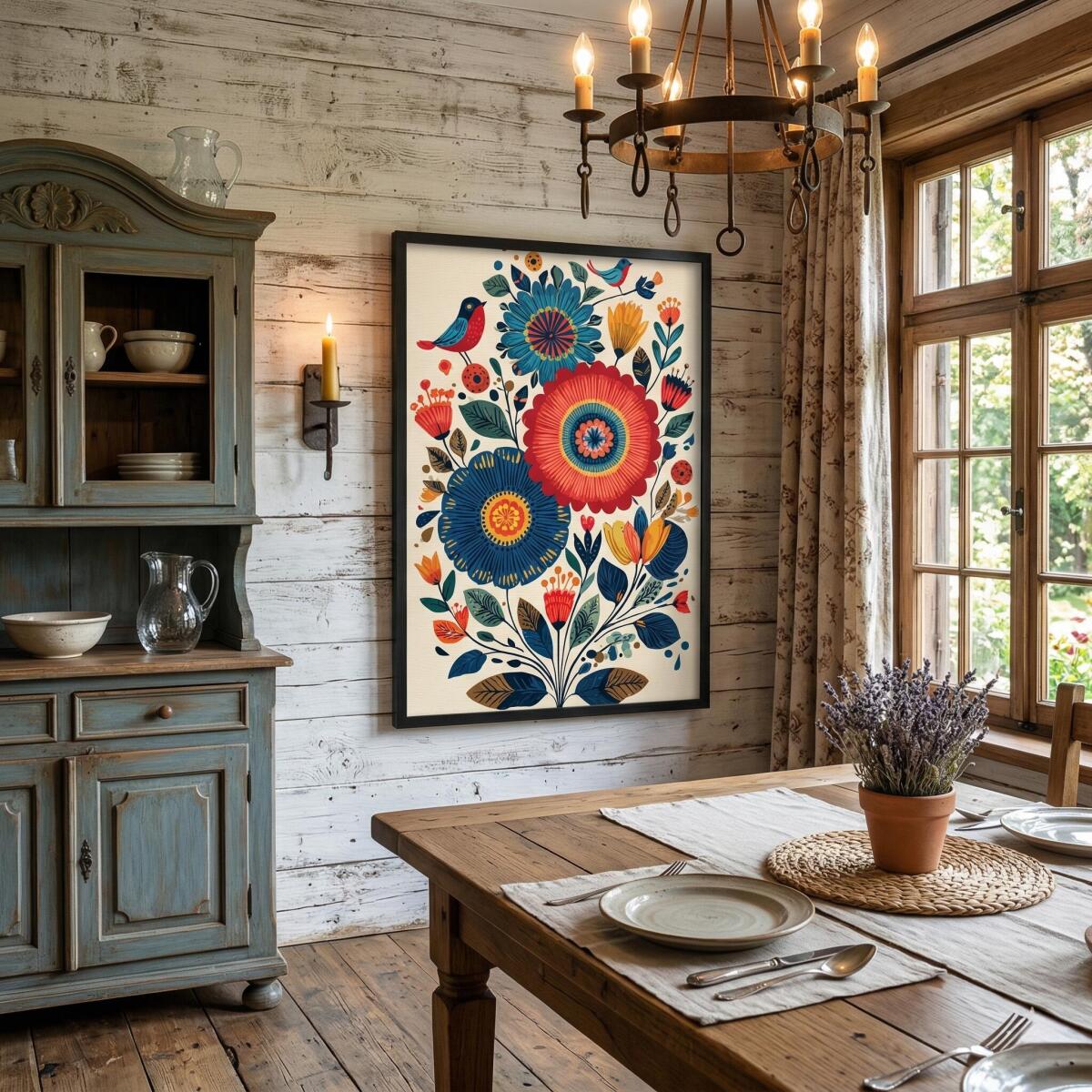 Plakat na ścianę Folklor - Kolorowe Łowickie Wzory i Ptaki 82429 - zdjęcie 3