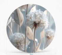 Okrągły Obraz w beżu i błękicie  – Subtelne dmuchawce | Elegancka dekoracja do wnętrz boho 82411 - miniaturka 2