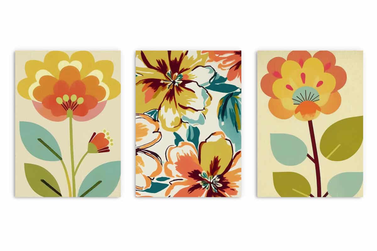 Kolorowe Plakaty Roślinne | Modna dekoracja do salonu w stylu Retro, Vintage 42249 - zdjęcie 12