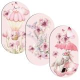 Różowe Obrazy dla dziewczynki | Bajkowa, dziecięca dekoracja na ścianę- Króliczki i Kwiaty 42220 - miniaturka 1