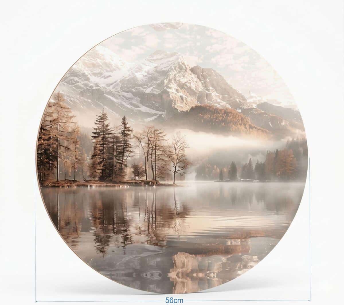 Nowoczesny Obraz Koło- Góry i jezioro w odcieniach beżu i brązu 82414 - zdjęcie 2