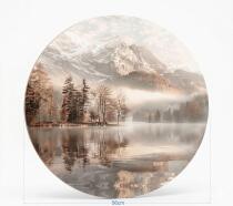 Nowoczesny Obraz Koło- Góry i jezioro w odcieniach beżu i brązu 82414 - miniaturka 2