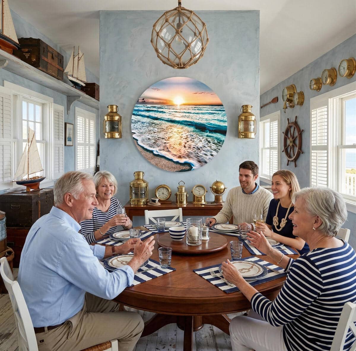 Obraz Koło na ścianę- Morze, Plaża, Zachód Słońca | Nadmorski Krajobraz 82417 - zdjęcie 4