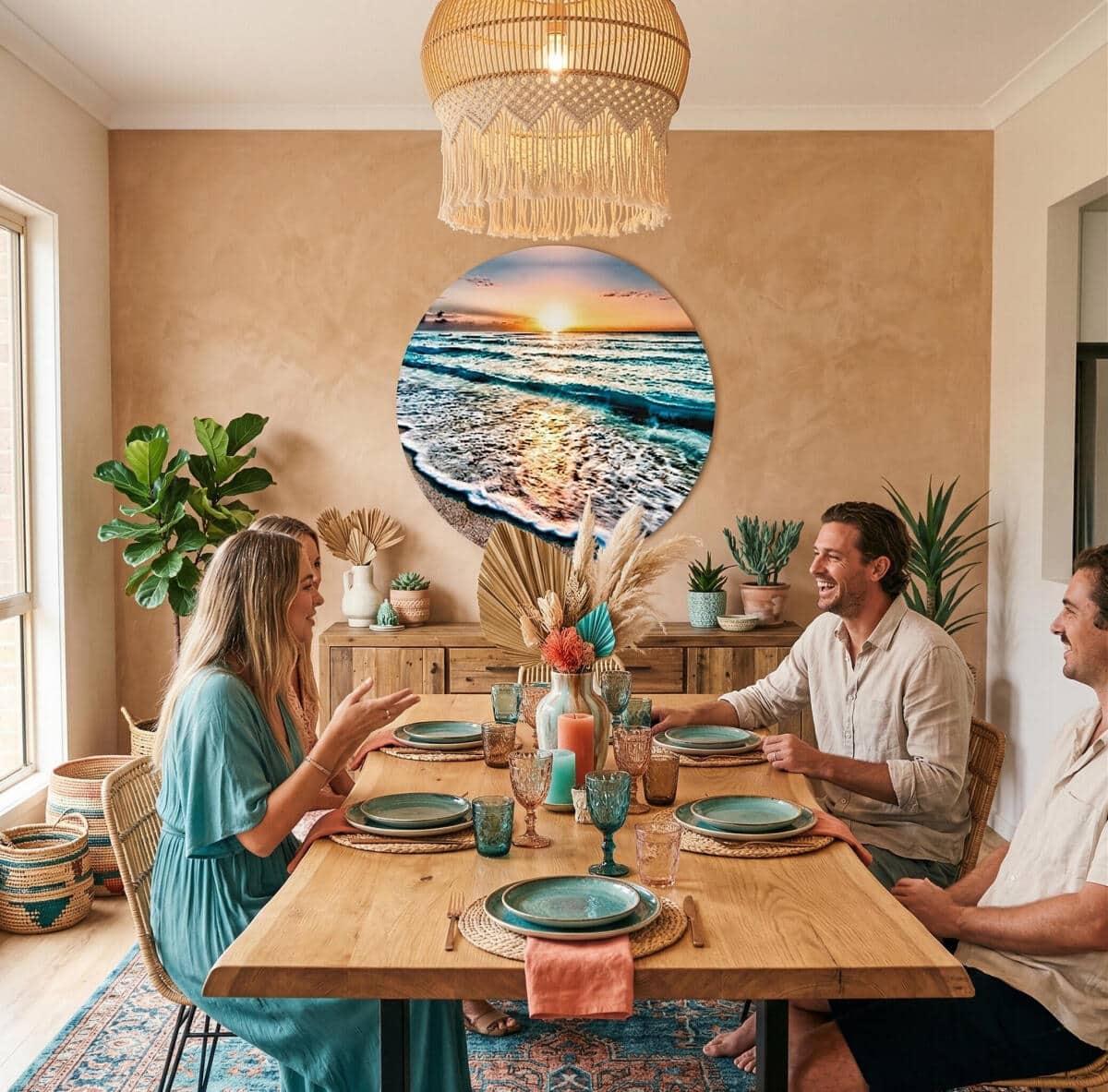 Obraz Koło na ścianę- Morze, Plaża, Zachód Słońca | Nadmorski Krajobraz 82417 - zdjęcie 2