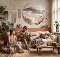 Dekoracyjne koło na ścianę – Plaża i morze | Okrągły Obraz na ścianę boho coastal 82421 - miniaturka 3