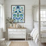 Obraz na ścianę Folklor, Plakat Ludowy- Sielski klimat, ptaki i kwiaty 82430 - miniaturka 3