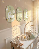 Urocze Obrazy Owalne- Wesołe Gąski | Sielski tryptyk na ścianę do pokoju dziecka 96003 - miniaturka 4