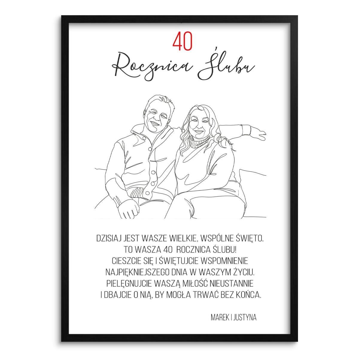 Prezent na 40 Rocznicę Ślubu - Portret ze Zdjęcia z życzeniami i dedykacją 82463-40 - zdjęcie 2