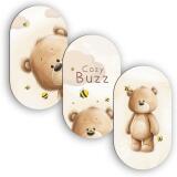 Obrazy owalne na ścianę- Uroczy Miś i Pszczółki | Zestaw 3 obrazów do pokoju dziecka 96001 - miniaturka 1