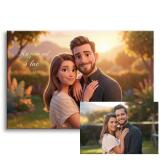 Romantyczny Obraz ze zdjęcia w stylu kreskówki- Personalizowany prezent na 5 Rocznicę Ślubu 82459-5 - miniaturka 1