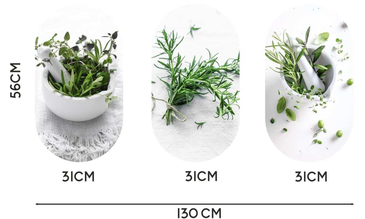 Nowoczesny Tryptyk do Kuchni - Świeże Zioła w Moździerzu | Obrazy Owalne 82402 - zdjęcie 6