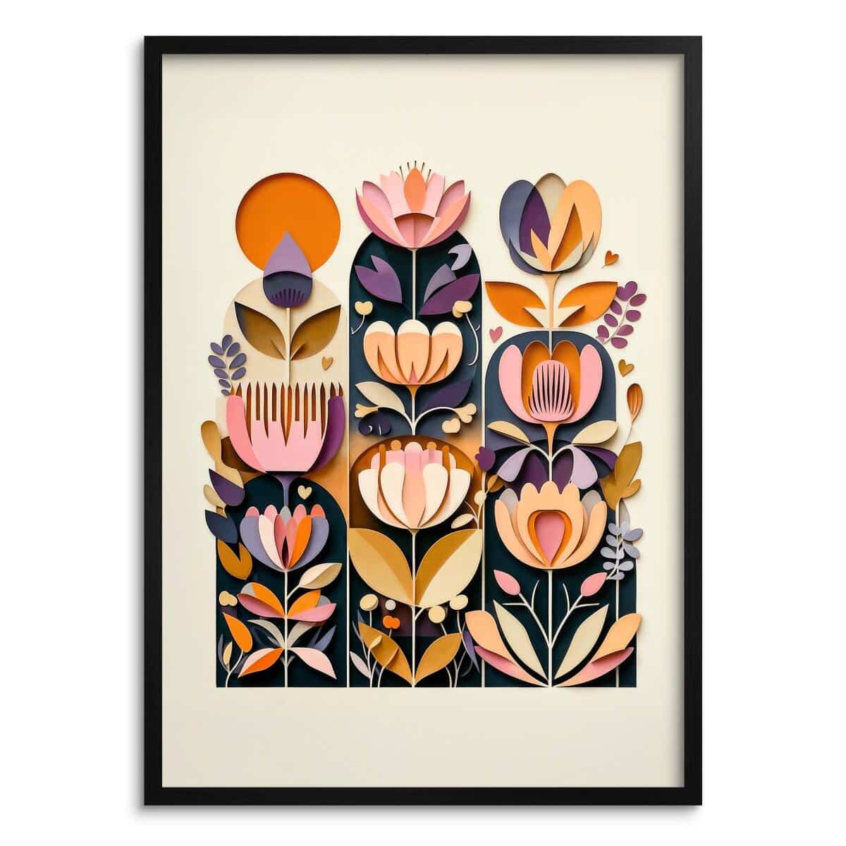 Plakat- Kolorowe Kwiaty | Obraz na ścianę w stylu Folk Art, sztuka ludowa 51151