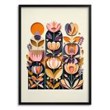 Plakat- Kolorowe Kwiaty | Obraz na ścianę w stylu Folk Art, sztuka ludowa 51151 - miniaturka 1