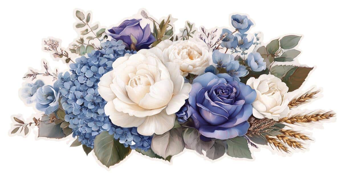 Naklejka na ścianę- Bukiet Kwiatów- Hortensje i Róże w stylu boho T82467 - zdjęcie 4