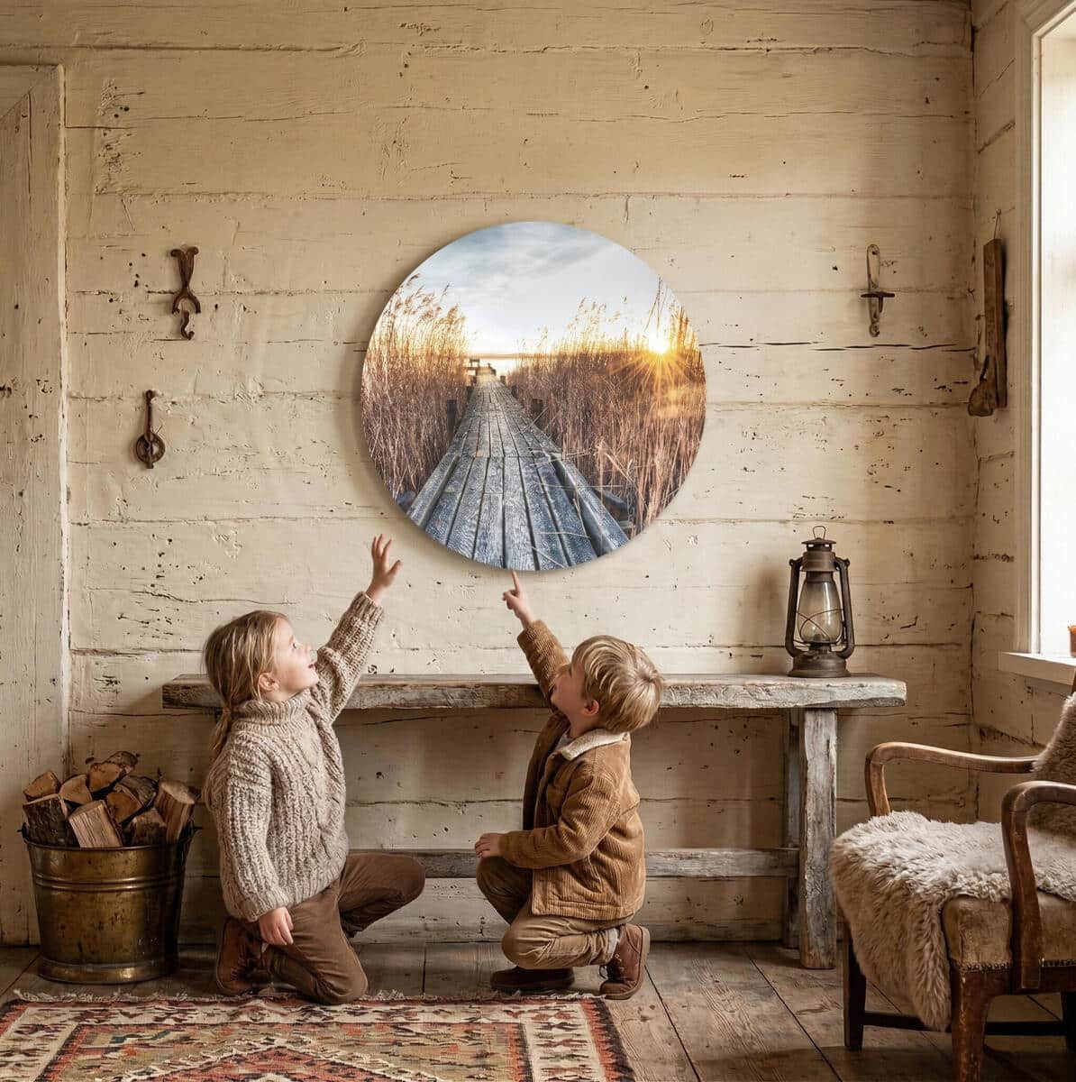 Okrągły obraz na ścianę – Jezioro i drewniany pomost o zachodzie słońca 82418 - zdjęcie 3