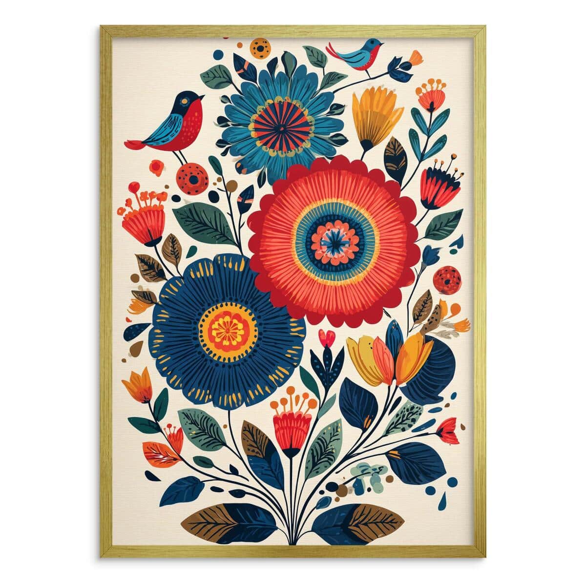 Plakat na ścianę Folklor - Kolorowe Łowickie Wzory i Ptaki 82429 - zdjęcie 5