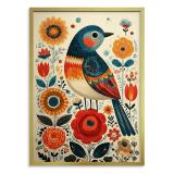 Plakat Ludowy- Kolorowy Ptak i Słoneczniki | Wiejski Styl, Cottage Core 82433 - miniaturka 5