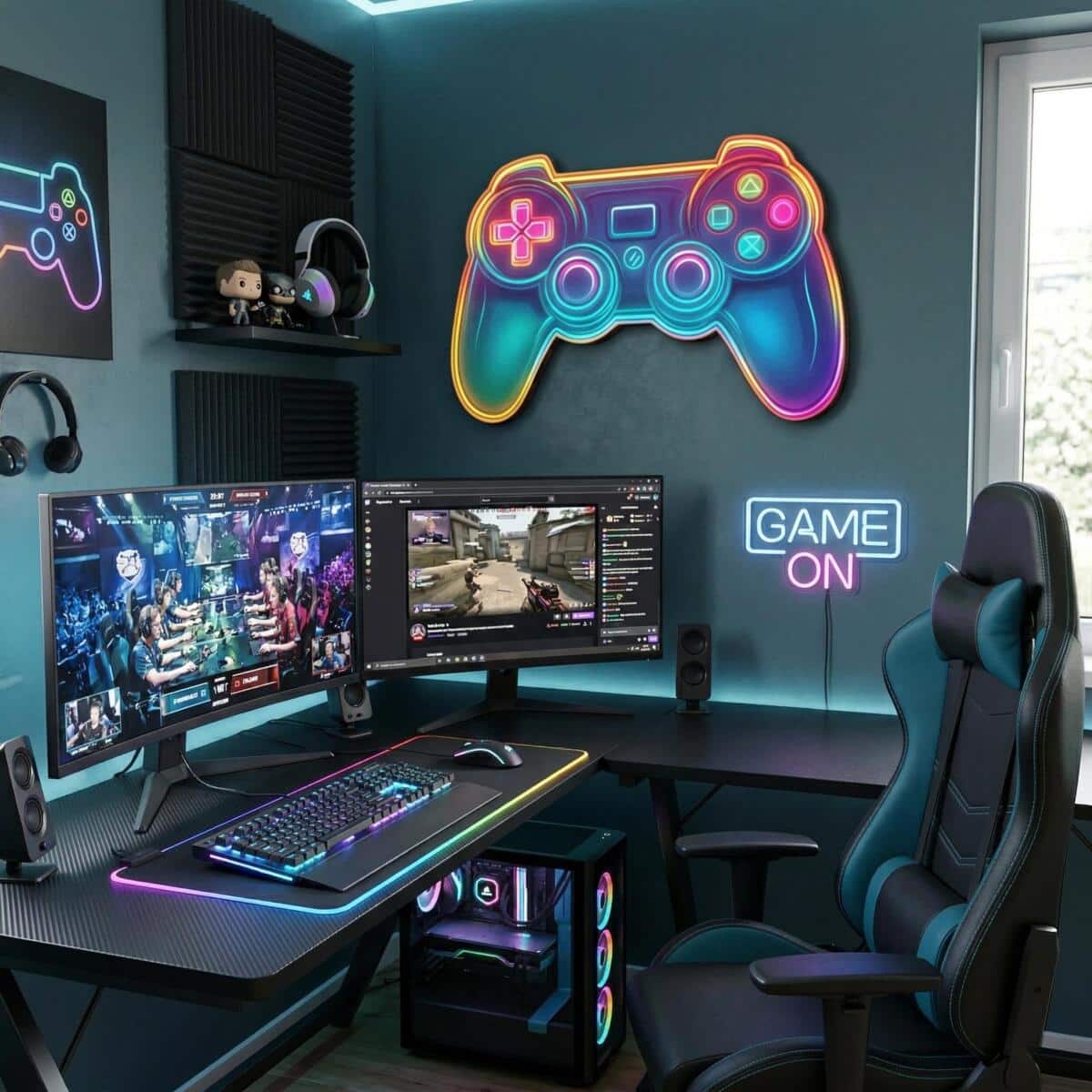 Dekoracja do pokoju chłopca, nastolatka - Neonowy Pad, Kontroler | Obraz gamingowy na ścianę HDF66755 - zdjęcie 2