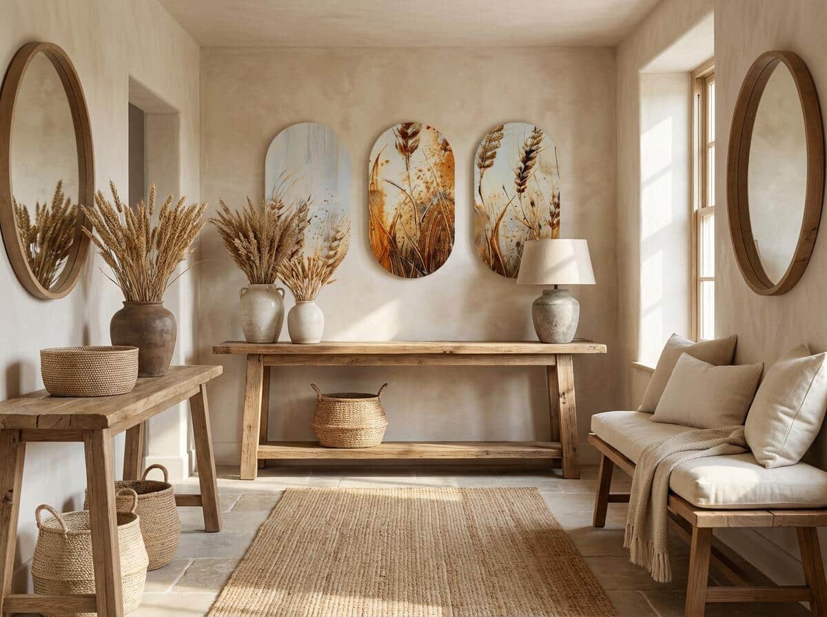 Tryptyk do salonu- Złote Kłosy Zboża | Obrazy w stylu rustykalnym, boho 42242 - zdjęcie 3