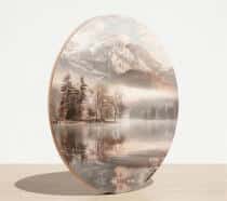 Nowoczesny Obraz Koło- Góry i jezioro w odcieniach beżu i brązu 82414 - miniaturka 6