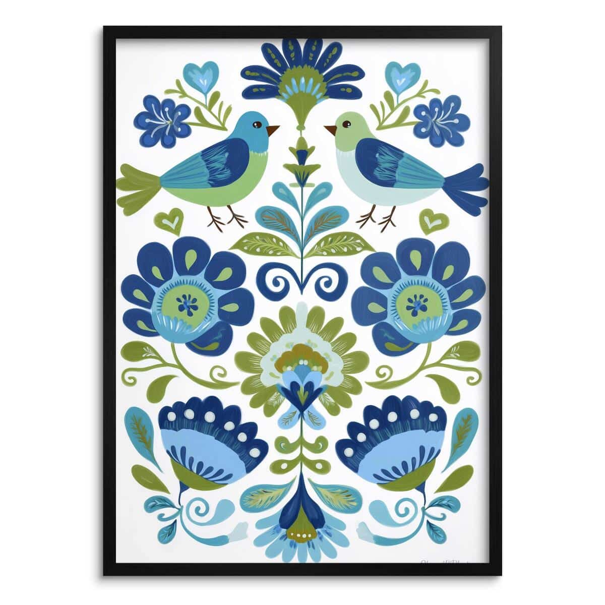 Plakat do kuchni, jadalni – Błękitny Folk Art | Grafika etno, Współczesna sztuka ludowa 82432