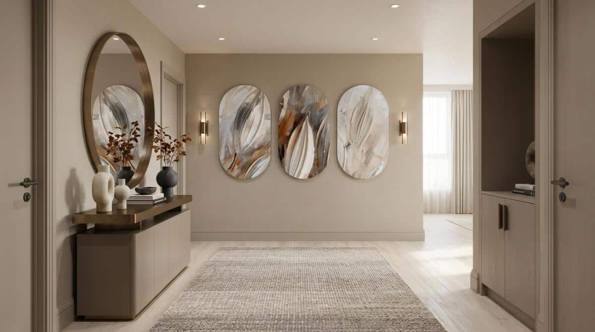 Obrazy Owalne, Elipsy- Abstrakcja w beżu i szarości | Dekoracja na ścianę Loft 42243 - zdjęcie 6