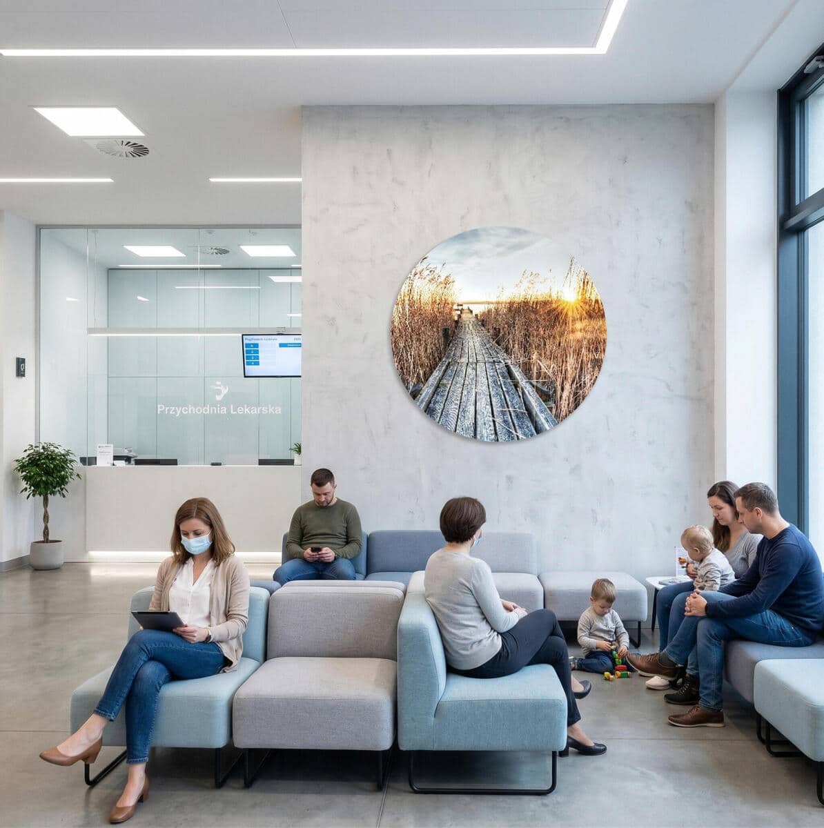 Okrągły obraz na ścianę – Jezioro i drewniany pomost o zachodzie słońca 82418 - zdjęcie 4