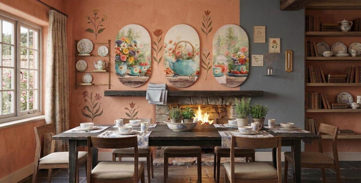 Romantyczny Tryptyk do kuchni | Obrazy Owalne- Kwiaty i Owoce Akwarela 51103 - zdjęcie 4