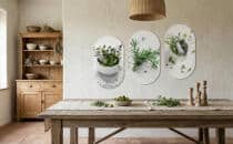 Nowoczesny Tryptyk do Kuchni - Świeże Zioła w Moździerzu | Obrazy Owalne 82402 - miniaturka 2