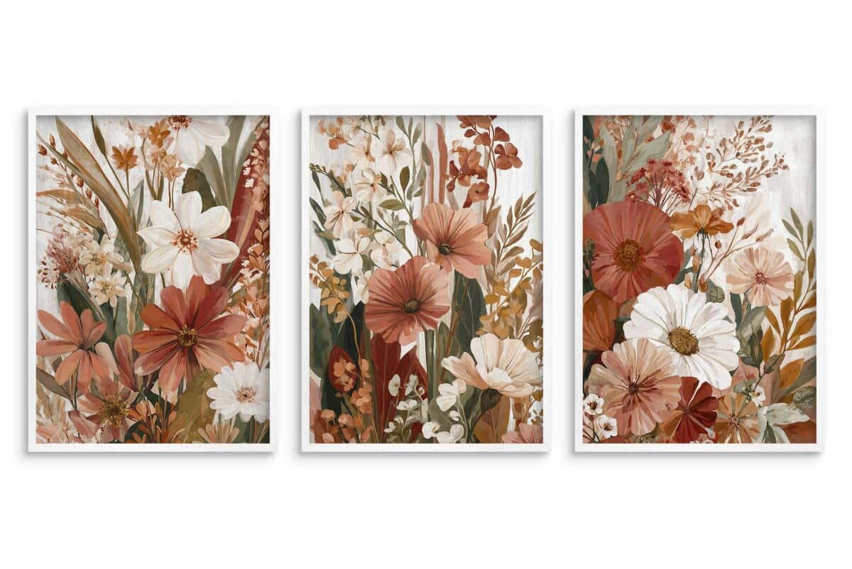Tryptyk Kwiatowy Boho – Zestaw 3 Plakatów w Kolorach Ziemi 51150 - zdjęcie 8