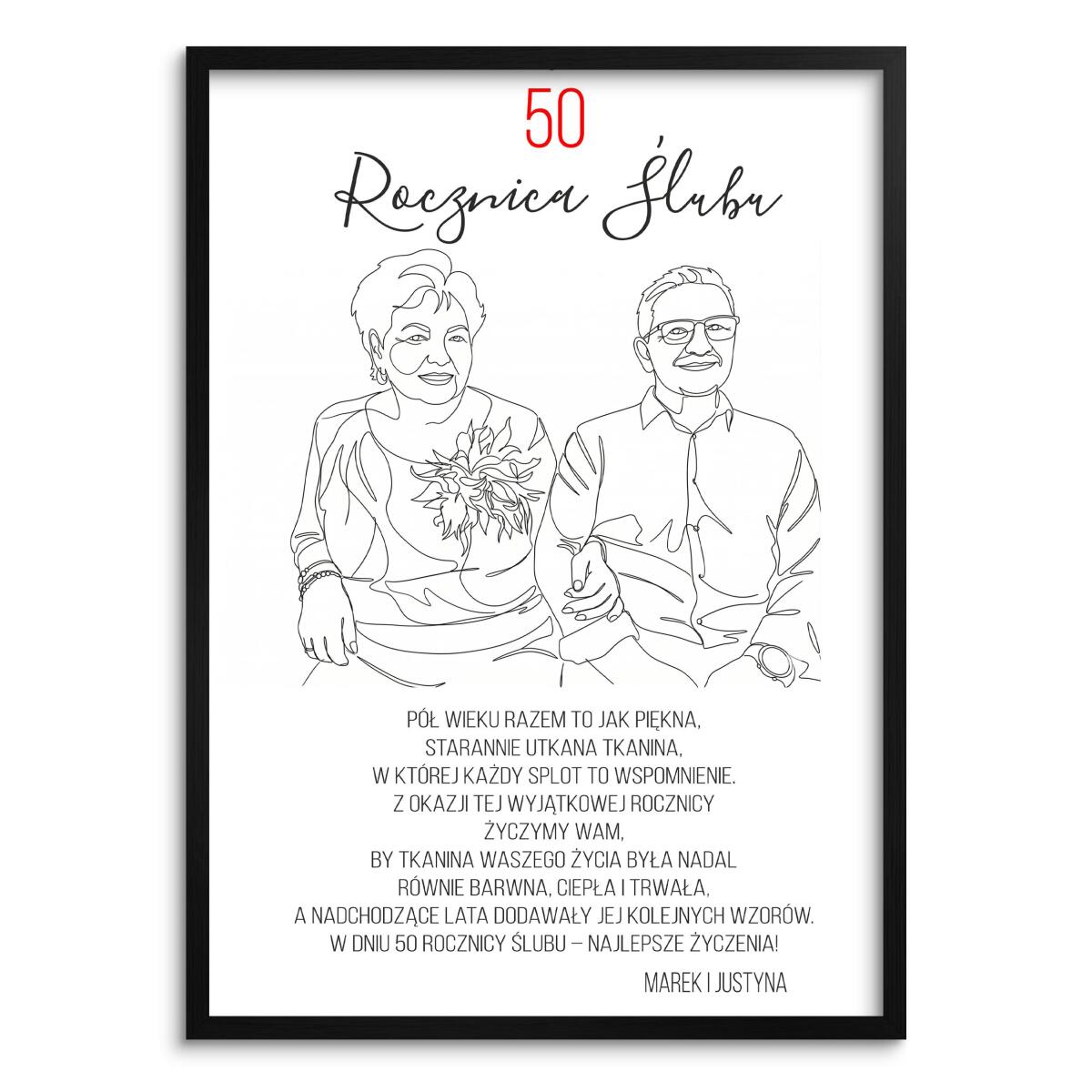 Prezent na Złote Gody - Portret Pary ze zdjęcia | Pamiątka na 50 Rocznicę Ślubu, Jubielusz 82464 - zdjęcie 2