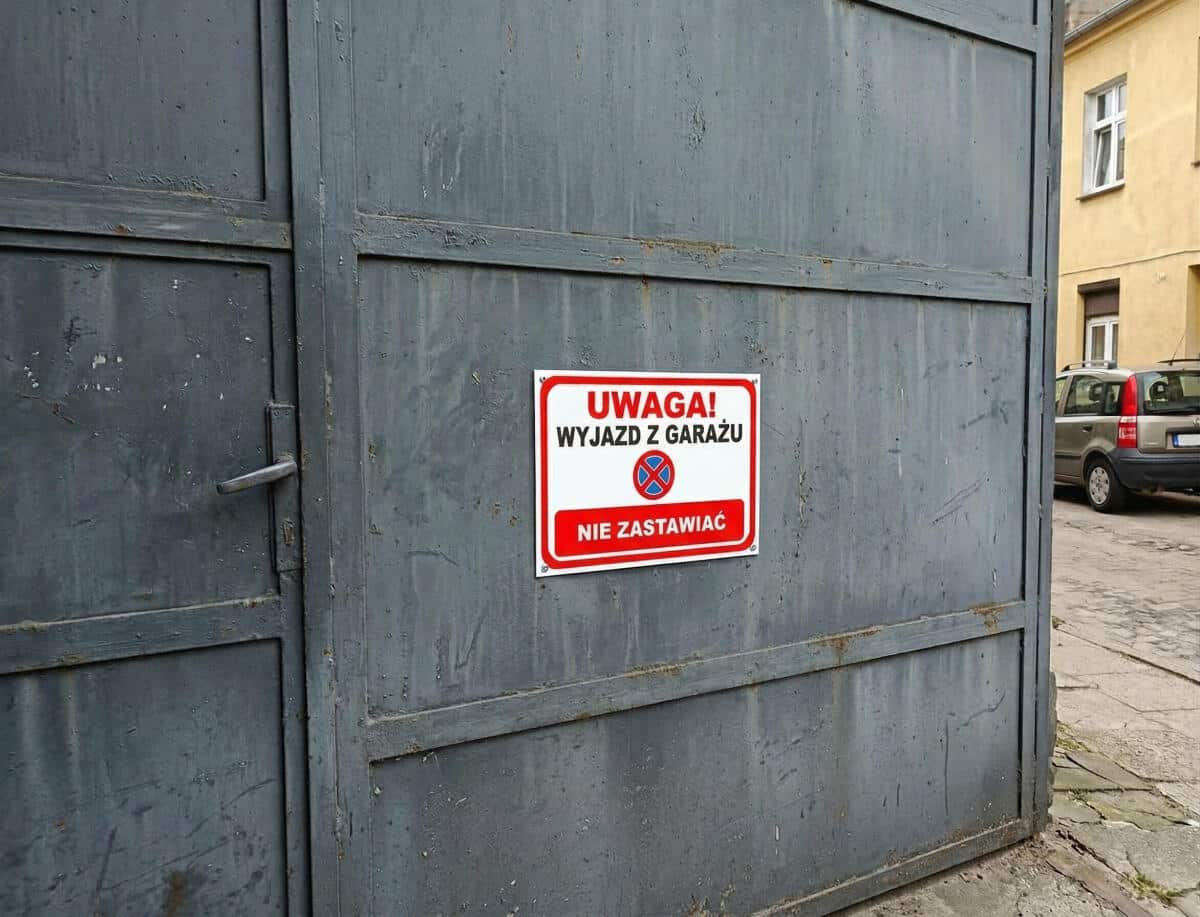 Tabliczka ostrzegawcza- UWAGA! Wyjazd z garażu - Nie zastawiać 82408 - zdjęcie 5