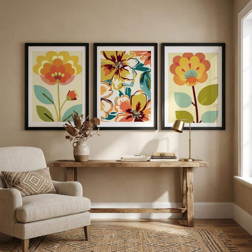 Kolorowe Plakaty Roślinne | Modna dekoracja do salonu w stylu Retro, Vintage 42249 - zdjęcie 7