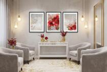 Elegancki Zestaw 3 Plakatów- Czerwone Kwiaty, Maki | Tryptyk Glamour ze złotymi akcentami 42248 - miniaturka 6