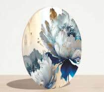 Nowoczesny Obraz na ścianę Koło- Kwiaty w odcieniach błękitu i złota Glamour 82420 - miniaturka 6