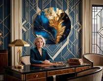 Luksusowy Obraz Okrągły w stylu Glamour- Abstrakcja Granat i złoto 82412 - miniaturka 5