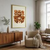 Plakat z efektem 3D- Geometryczne, brązowe kwiaty | Obraz etno design 51152 - miniaturka 2