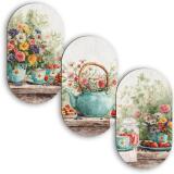 Romantyczny Tryptyk do kuchni | Obrazy Owalne- Kwiaty i Owoce Akwarela 51103 - miniaturka 1